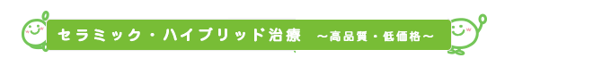 セラミック・ハイブリッド治療　～高品質・低価格～